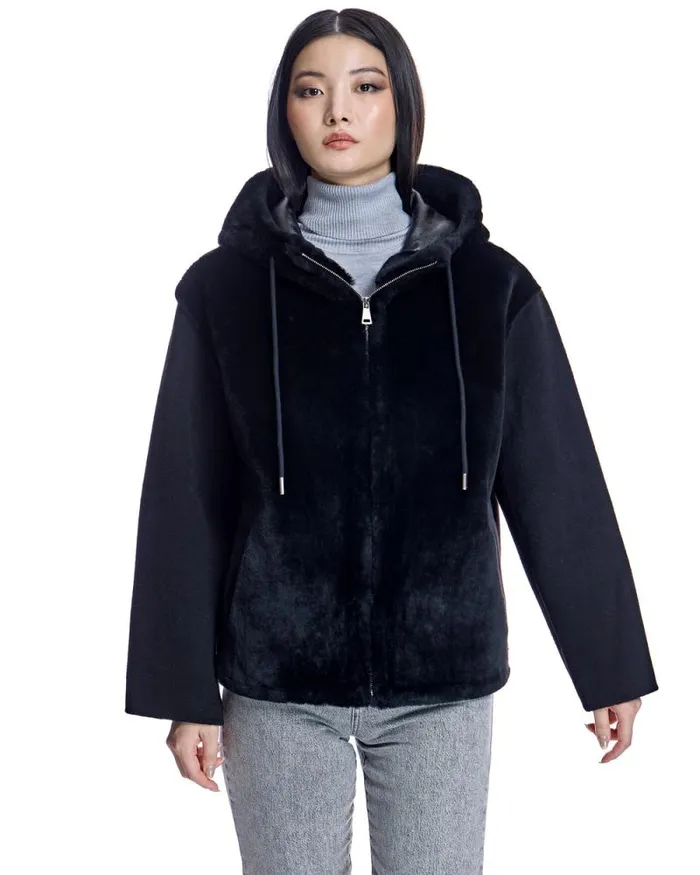Jackets Women039s Maximilian Hooded Shearling And Wool Jacket Jackets Women039s Maximilian Hooded Shearling And Wool Jacket