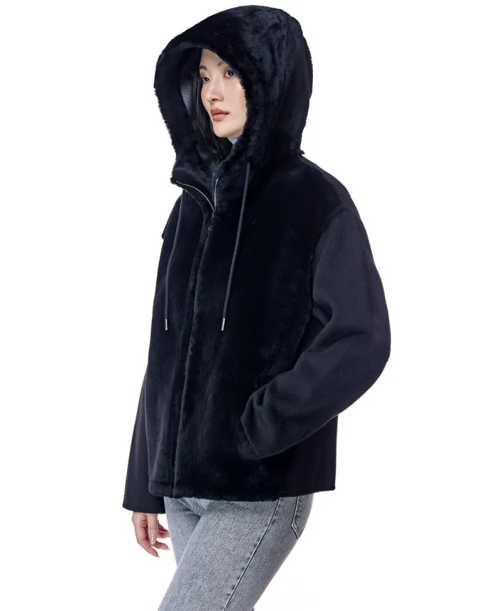 Jackets Women039s Maximilian Hooded Shearling And Wool Jacket Jackets Women039s Maximilian Hooded Shearling And Wool Jacket