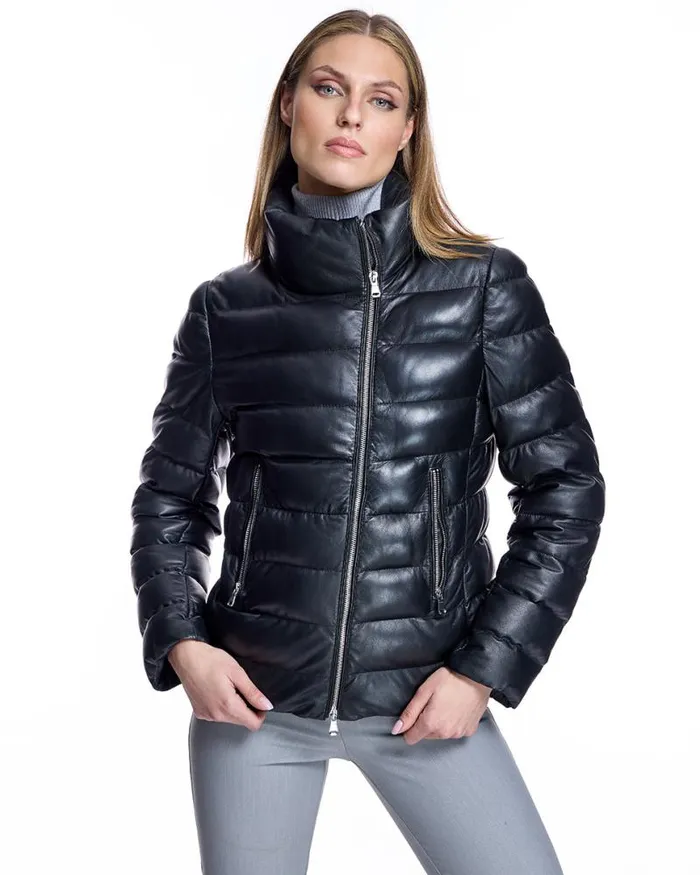 Jackets Women039s Maximilian Horizontal Down Filled Leather Jacket