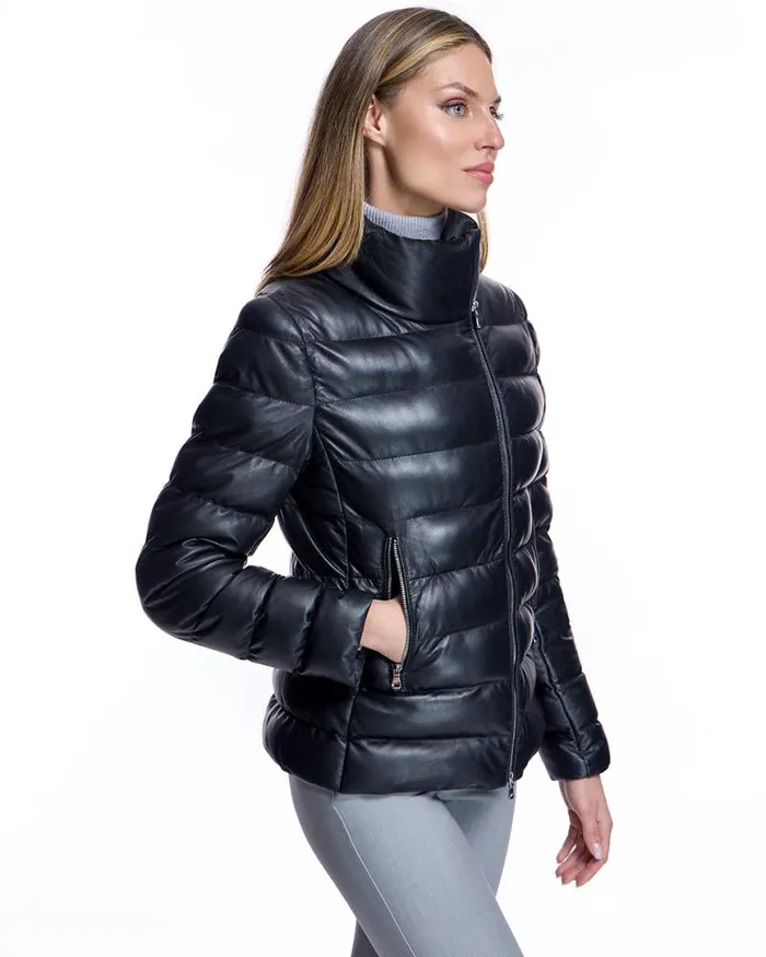 Jackets Women039s Maximilian Horizontal Down Filled Leather Jacket