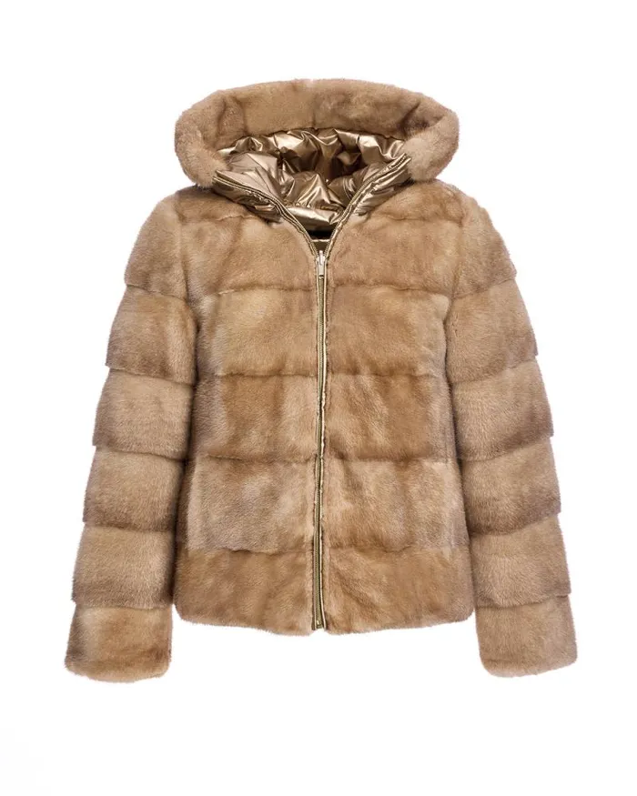 Jackets Women039s Maximilian Horizontal Reversible Mink Jacket With Hood