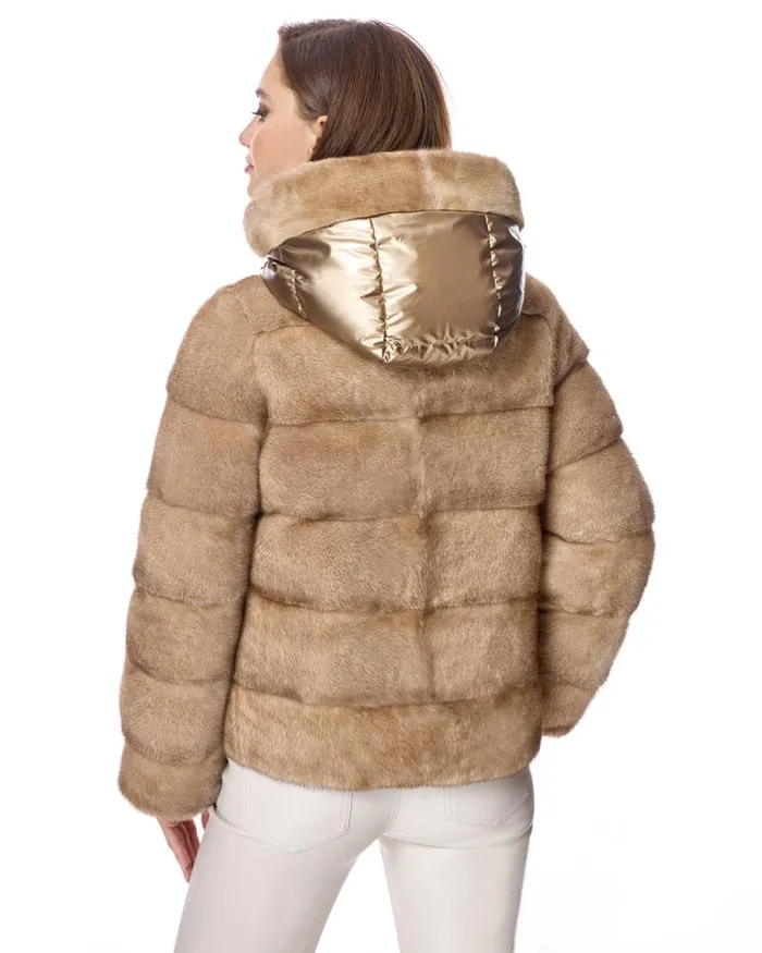 Jackets Women039s Maximilian Horizontal Reversible Mink Jacket With Hood
