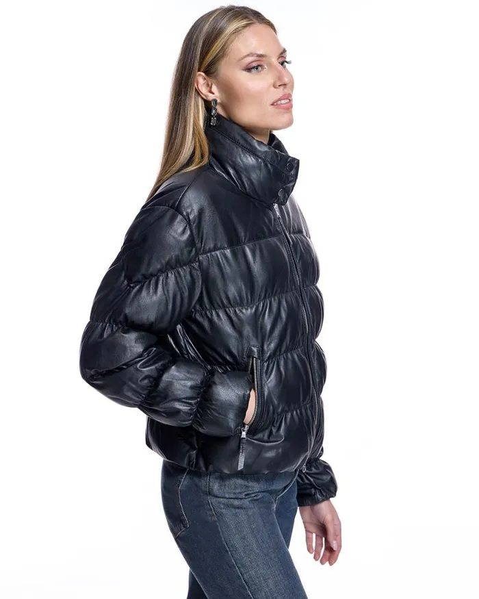 Jackets Women039s Maximilian Horizontal Rouched Leather Jacket