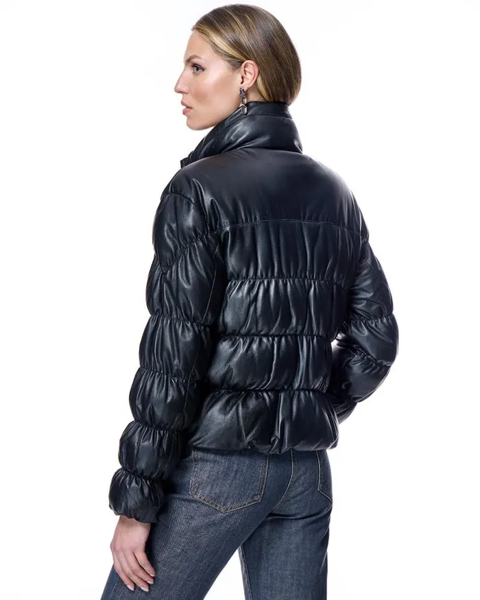 Jackets Women039s Maximilian Horizontal Rouched Leather Jacket