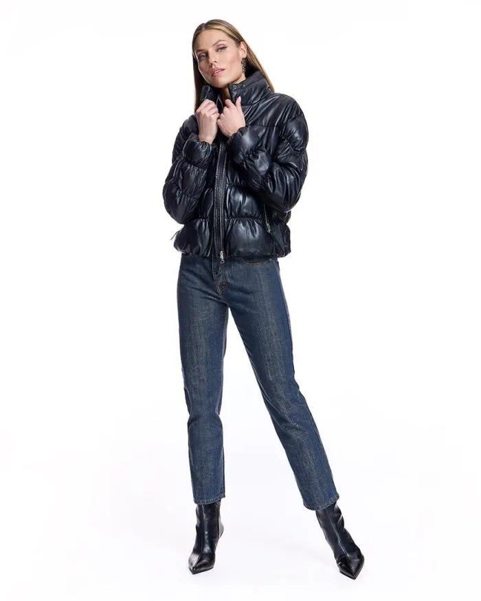 Jackets Women039s Maximilian Horizontal Rouched Leather Jacket