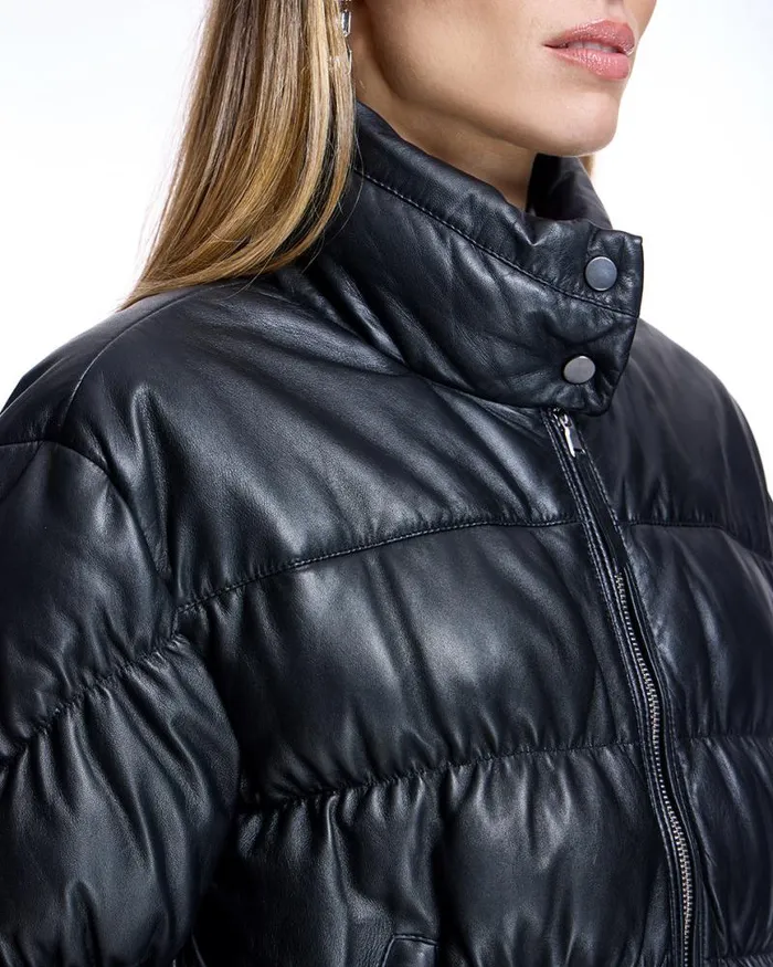 Jackets Women039s Maximilian Horizontal Rouched Leather Jacket