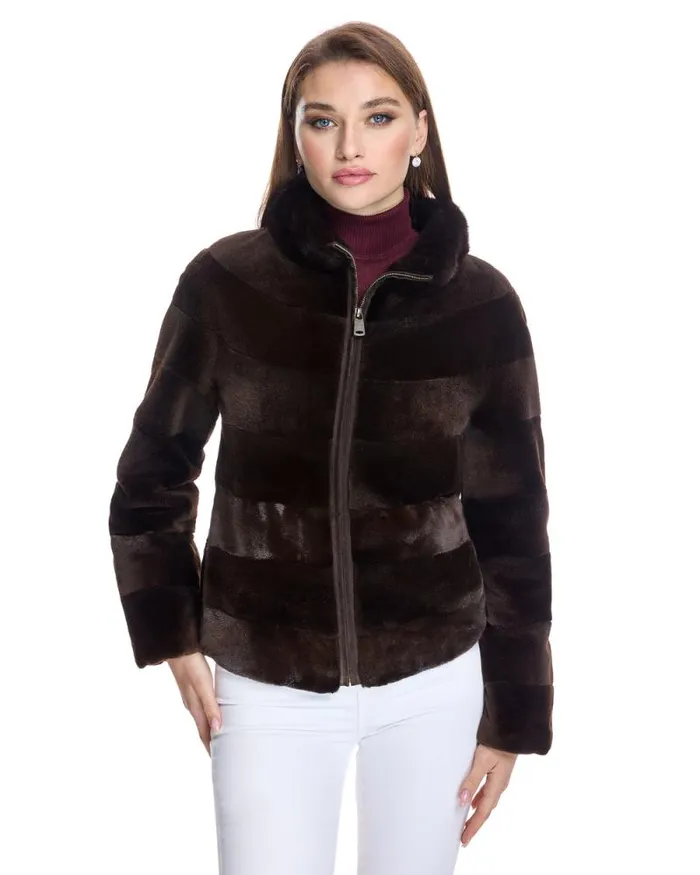 Jackets Women039s Maximilian Horizontal Sheared Mink Jacket