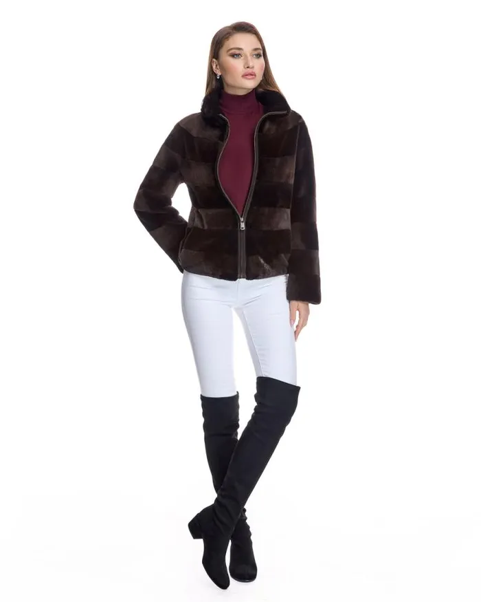 Jackets Women039s Maximilian Horizontal Sheared Mink Jacket