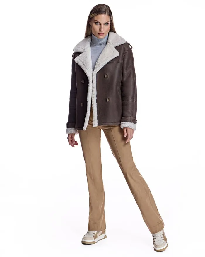 Jackets Women039s Maximilian Julia and Stella Double Breasted Shearling Jacket
