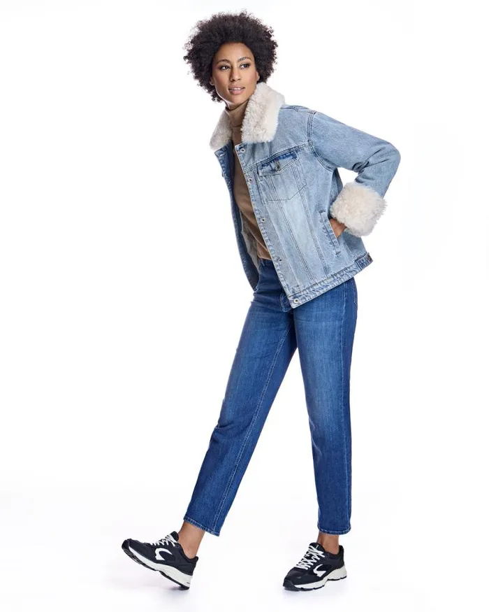 Jackets Women039s Maximilian Julia and Stella FurTrimmed Denim Jacket