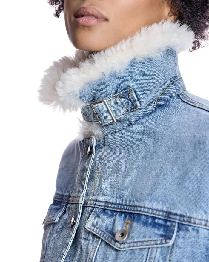 Jackets Women039s Maximilian Julia and Stella FurTrimmed Denim Jacket