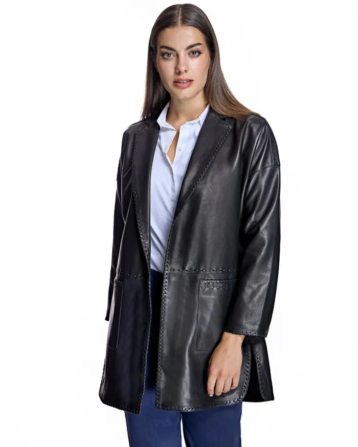 Jackets Women039s Maximilian Julia And Stella Oversized Leather Blazer