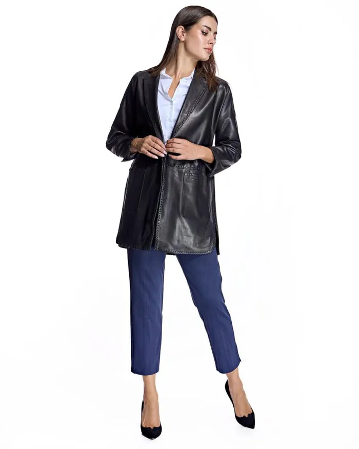 Jackets Women039s Maximilian Julia And Stella Oversized Leather Blazer