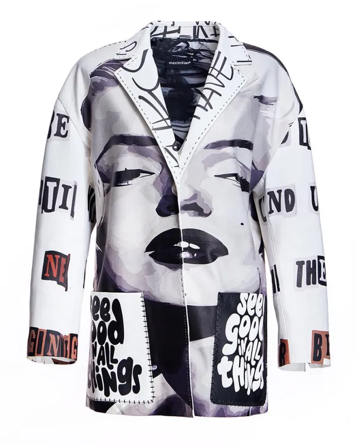 Jackets Women039s Maximilian Leather Jacket With Graffitti Print