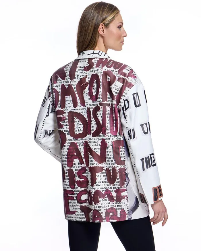 Jackets Women039s Maximilian Leather Jacket With Graffitti Print