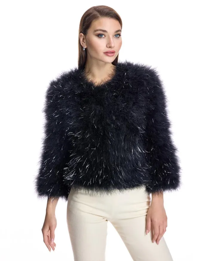 Jackets Women039s Maximilian Metallic Feather Bolero