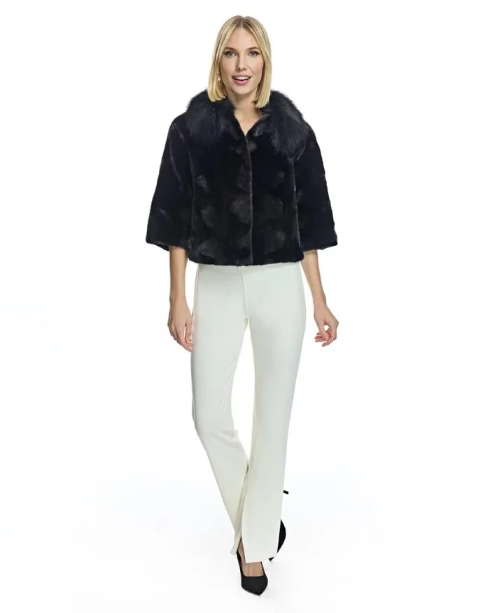 Jackets Women039s Maximilian Mink Sections Jacket With Fox Sections Collar