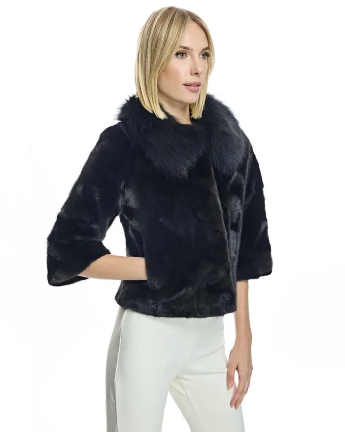 Jackets Women039s Maximilian Mink Sections Jacket With Fox Sections Collar