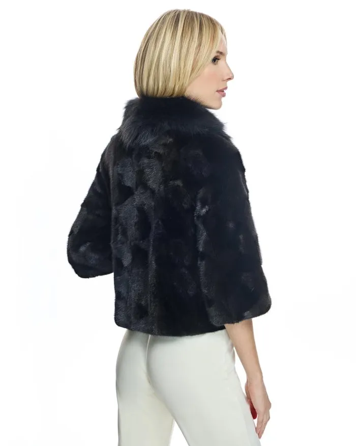 Jackets Women039s Maximilian Mink Sections Jacket With Fox Sections Collar