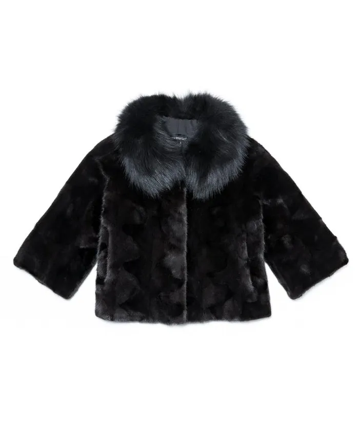 Jackets Women039s Maximilian Mink Sections Jacket With Fox Sections Collar