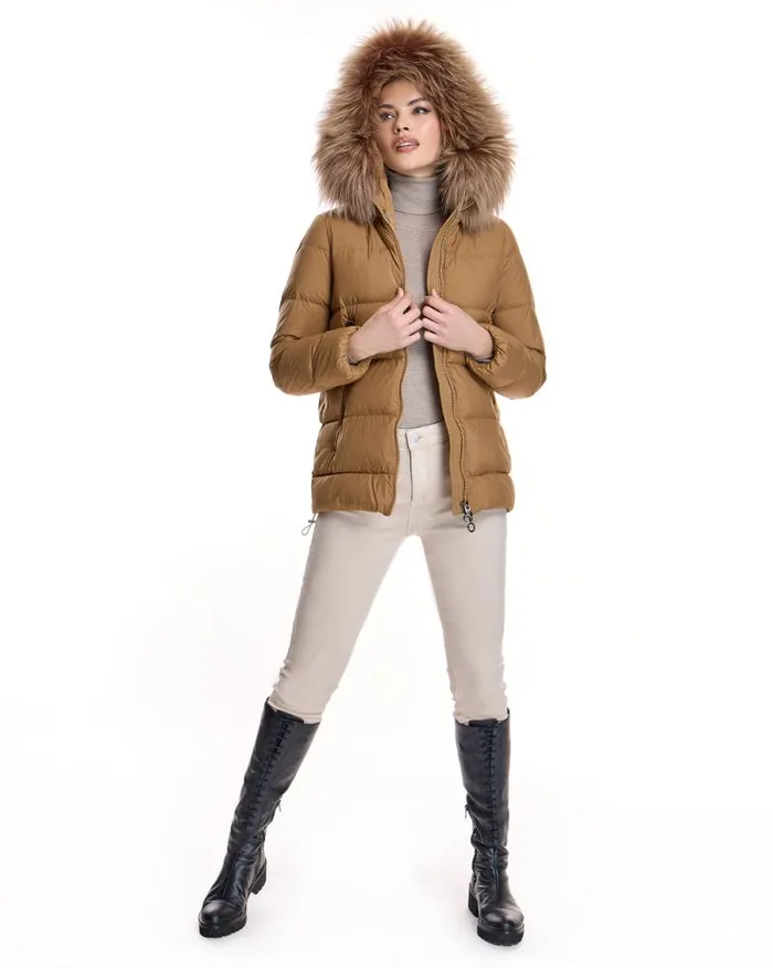 Jackets Women039s Maximilian Polyester Jacket With Dyed Finn Raccoon Trimmed Hood