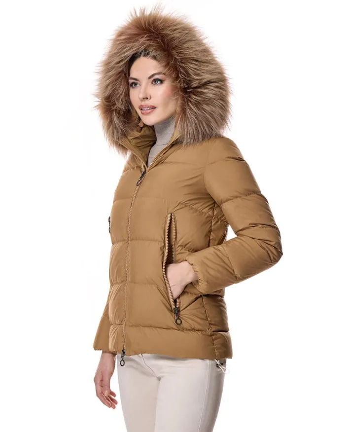 Jackets Women039s Maximilian Polyester Jacket With Dyed Finn Raccoon Trimmed Hood