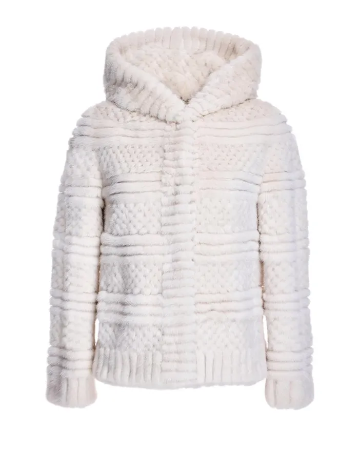 Jackets Women039s Maximilian Popcorn Hooded Mink Jacket