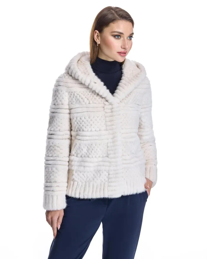 Jackets Women039s Maximilian Popcorn Hooded Mink Jacket