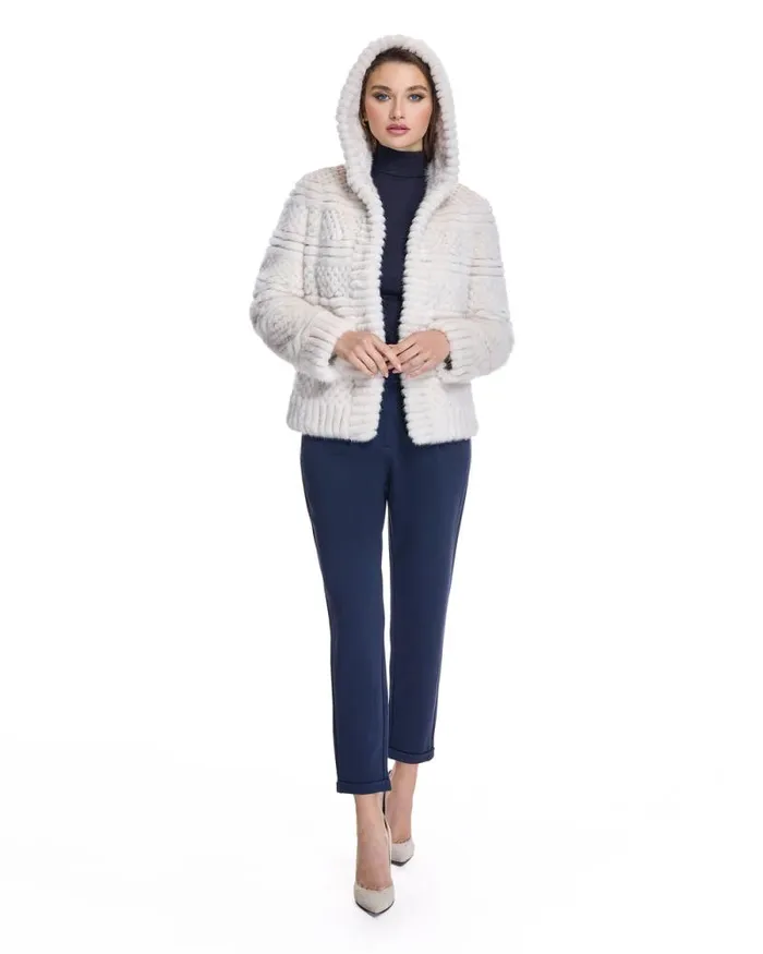 Jackets Women039s Maximilian Popcorn Hooded Mink Jacket