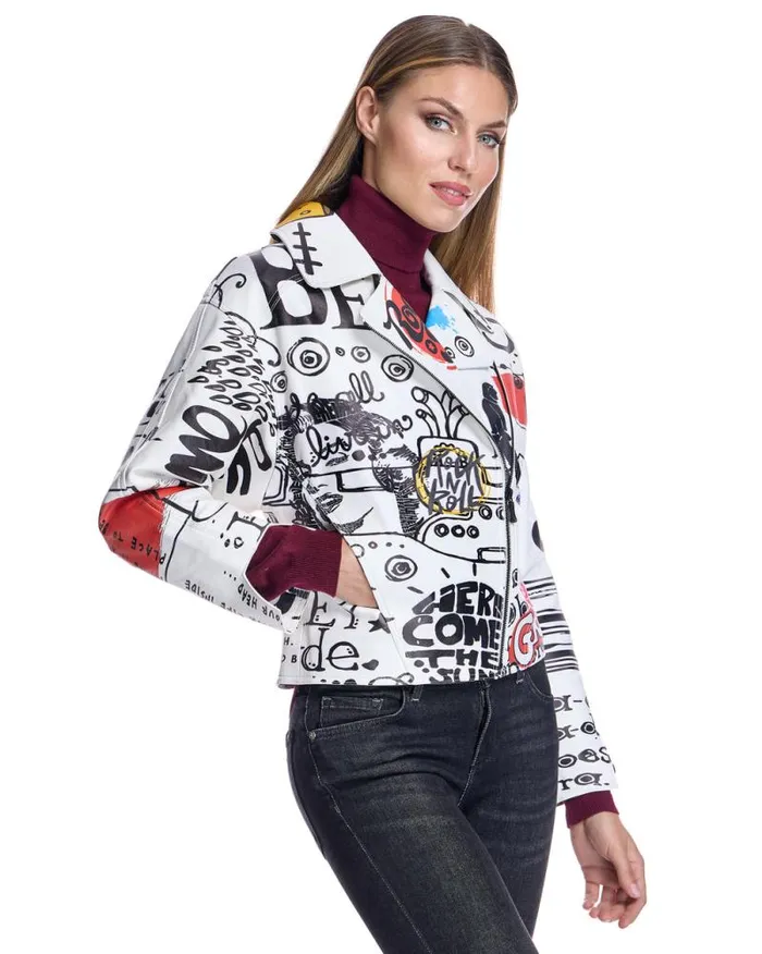 Jackets Women039s Maximilian Printed Biker Jacket