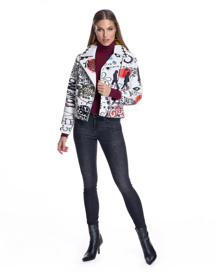 Jackets Women039s Maximilian Printed Biker Jacket