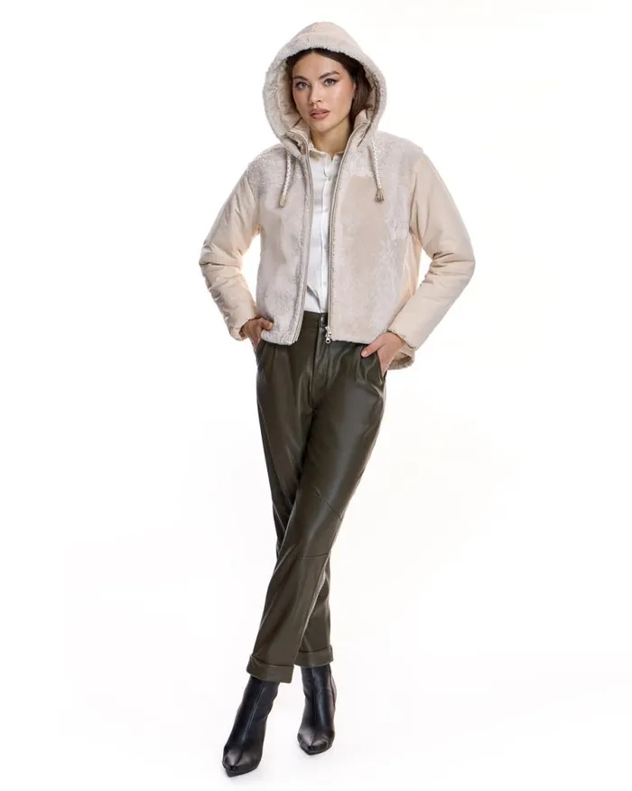 Jackets Women039s Maximilian Quilted Lamb Jacket With Hood