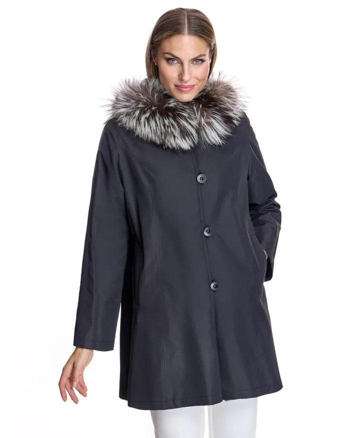 Jackets Women039s Maximilian Rabbit Reversible Coat With Fox Trimmed Hood