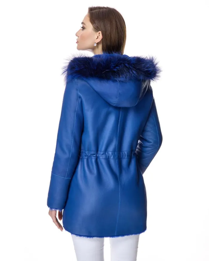 Jackets Women039s Maximilian Reversible Shearling Lamb Jacket With Fox Trimmed Hood