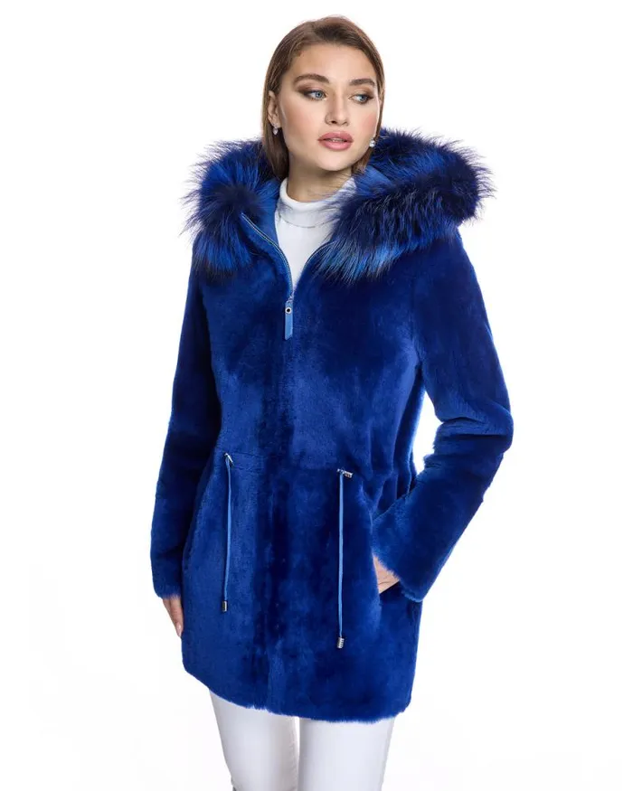Jackets Women039s Maximilian Reversible Shearling Lamb Jacket With Fox Trimmed Hood