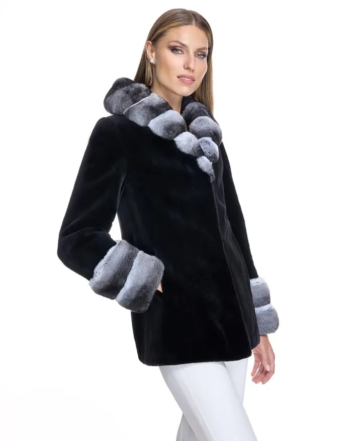 Jackets Women039s Maximilian Sheared Mink Coat With Chinchilla Trim