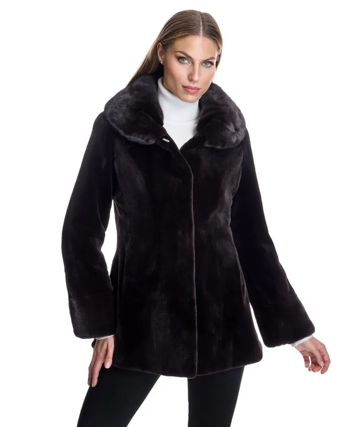 Jackets Women039s Maximilian Sheared Mink Jacket With Round Long Hair Mink Collar