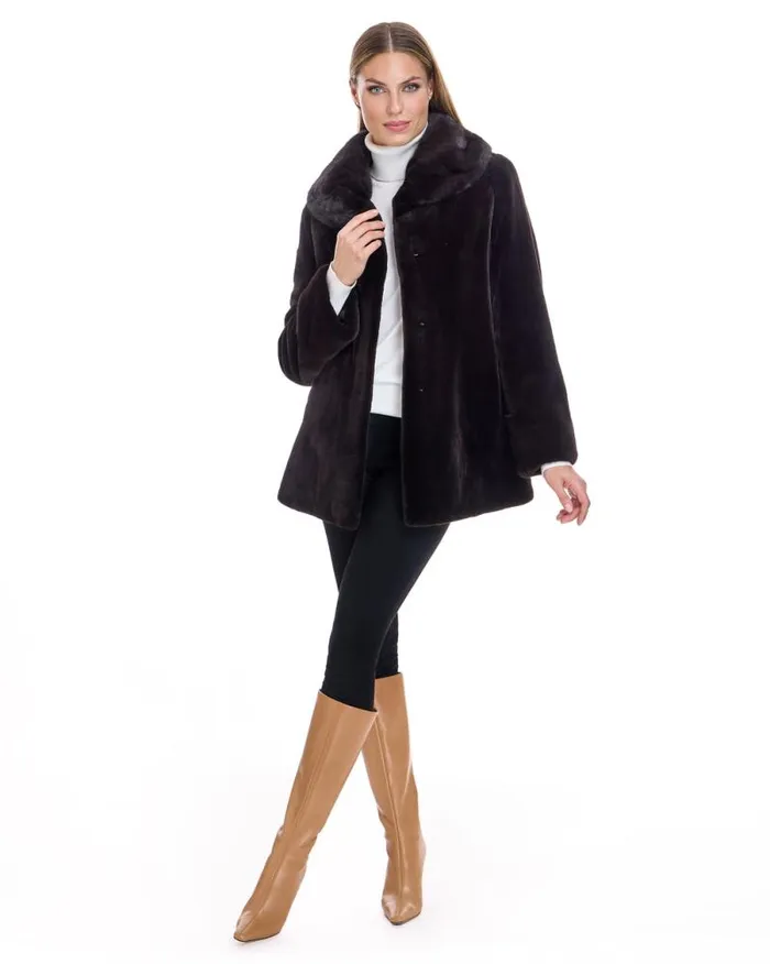 Jackets Women039s Maximilian Sheared Mink Jacket With Round Long Hair Mink Collar