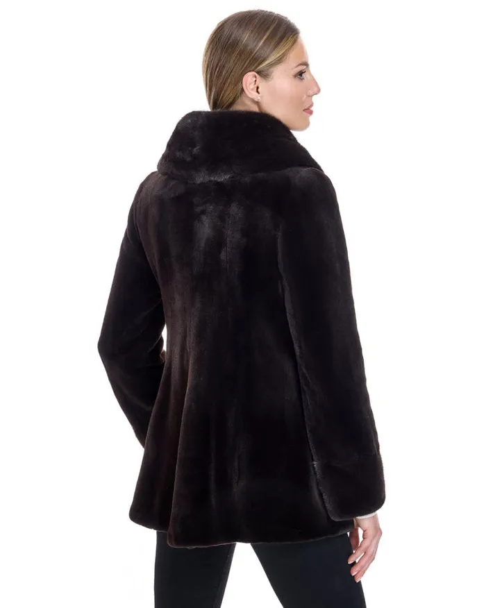 Jackets Women039s Maximilian Sheared Mink Jacket With Round Long Hair Mink Collar