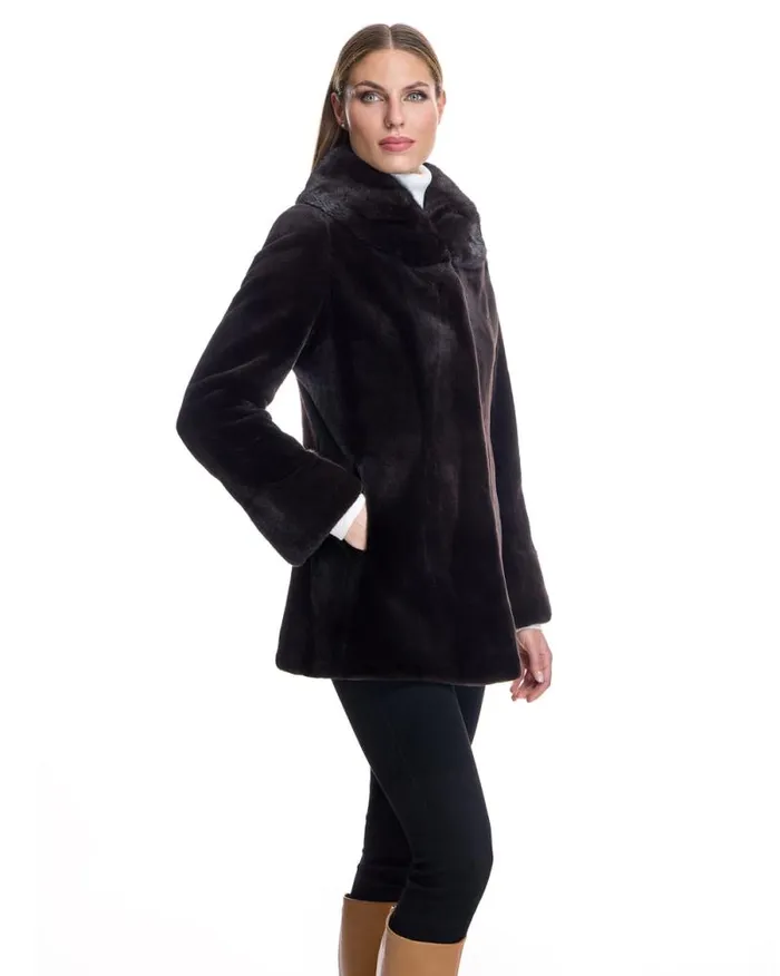 Jackets Women039s Maximilian Sheared Mink Jacket With Round Long Hair Mink Collar