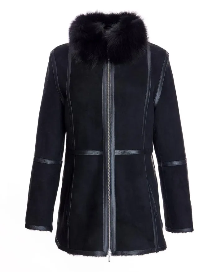 Jackets Women039s Maximilian Shearling Lamb Jacket With Fox Stand Collar