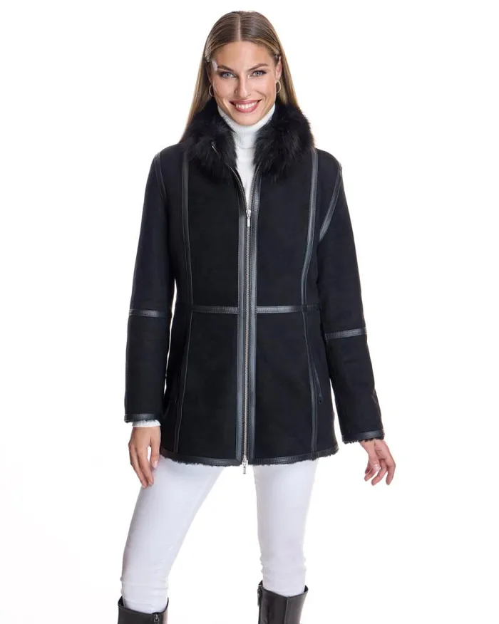 Jackets Women039s Maximilian Shearling Lamb Jacket With Fox Stand Collar