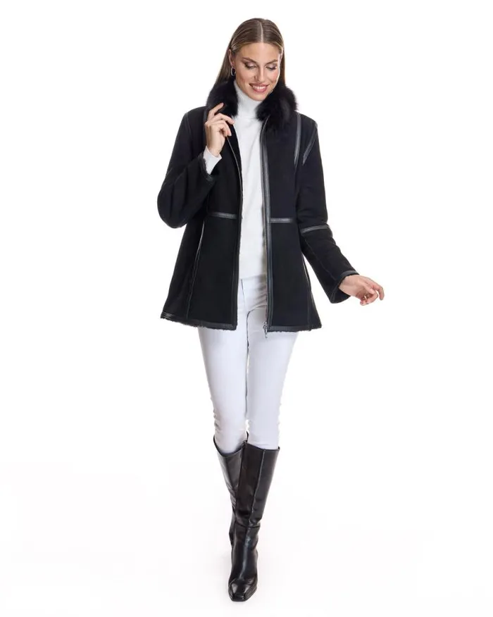 Jackets Women039s Maximilian Shearling Lamb Jacket With Fox Stand Collar
