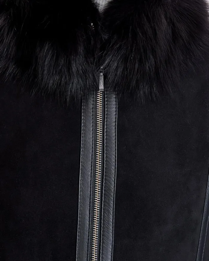 Jackets Women039s Maximilian Shearling Lamb Jacket With Fox Stand Collar