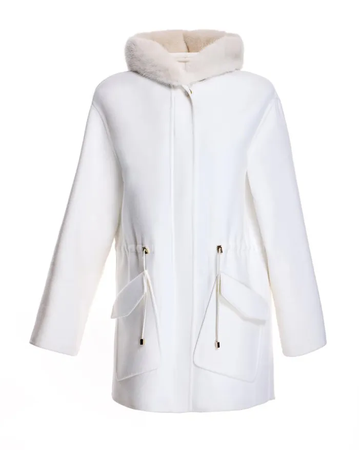 Jackets Women039s Maximilian Wool Blend Parka With Mink Trim