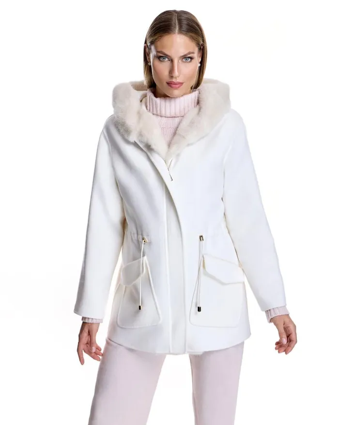 Jackets Women039s Maximilian Wool Blend Parka With Mink Trim