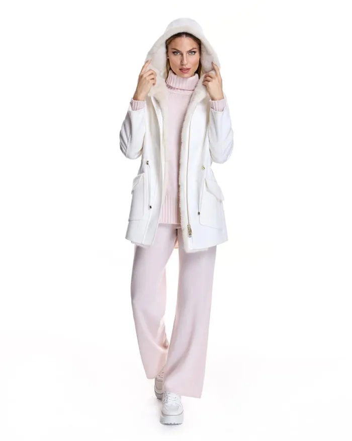 Jackets Women039s Maximilian Wool Blend Parka With Mink Trim