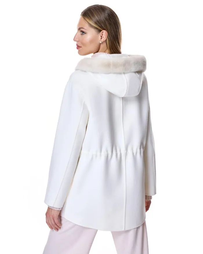 Jackets Women039s Maximilian Wool Blend Parka With Mink Trim