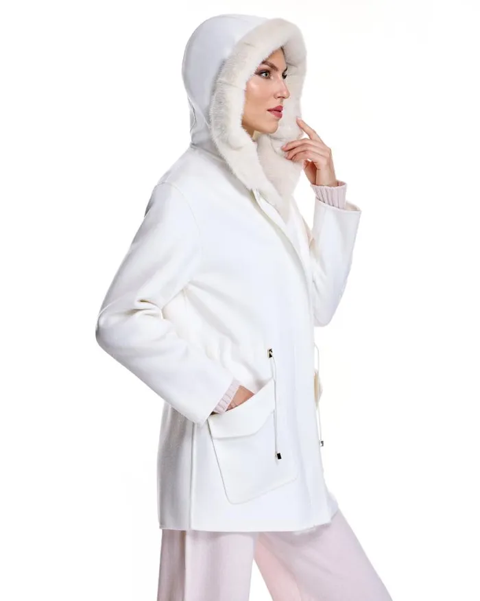 Jackets Women039s Maximilian Wool Blend Parka With Mink Trim