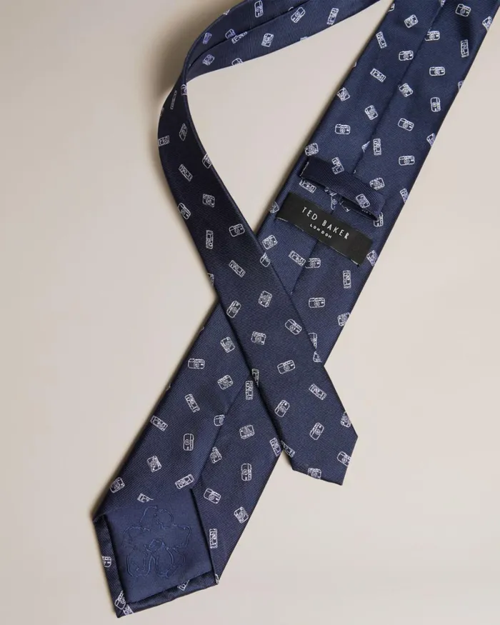 Jacquard Camera Tie Navy Men Ted Baker Ties and Bow Ties